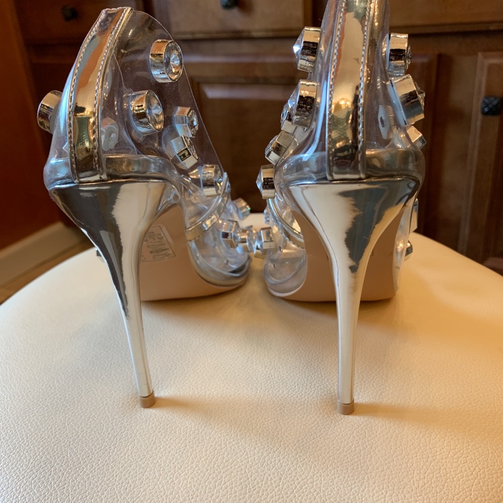 Transparent Studded Pointed Toe Heel - image 3